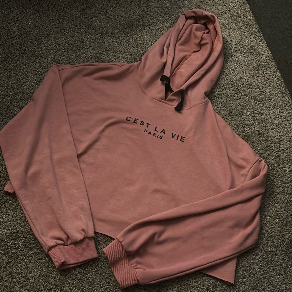 Pink Cropped Hoodie